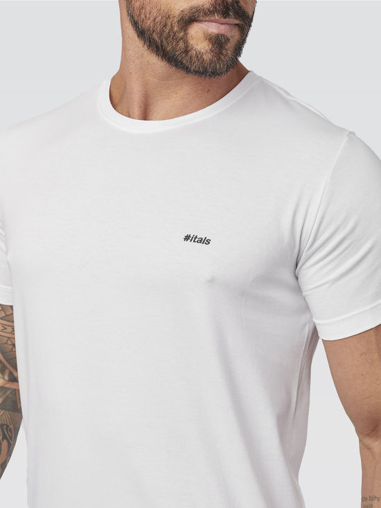 Camiseta Básica Branco Logo Cinza