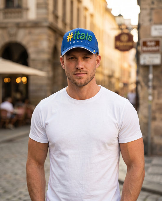 Boné #itals Trucker Vintage Brasil Azul