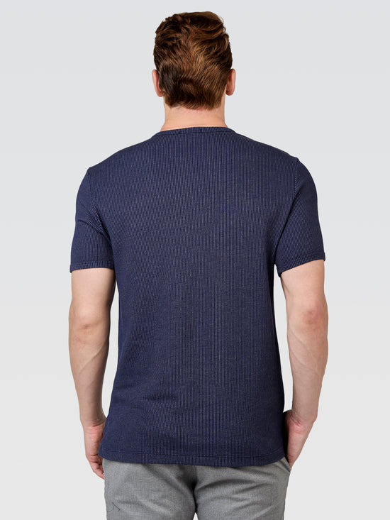 Camiseta Henley Textura Marinho Mescla