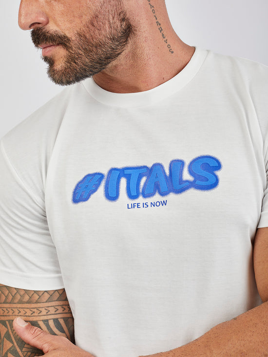 Camiseta Pima White Neon Blue