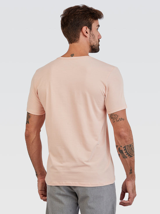 Camiseta Básica Rosê Logo Preto