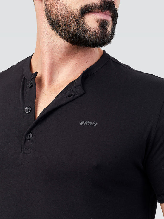 Camiseta Henley Preto
