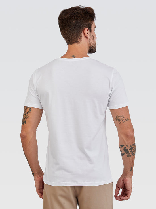 Camiseta Básica Branco Logo Neon Laranja