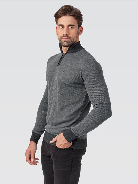 Suéter Meio Ziper Preto