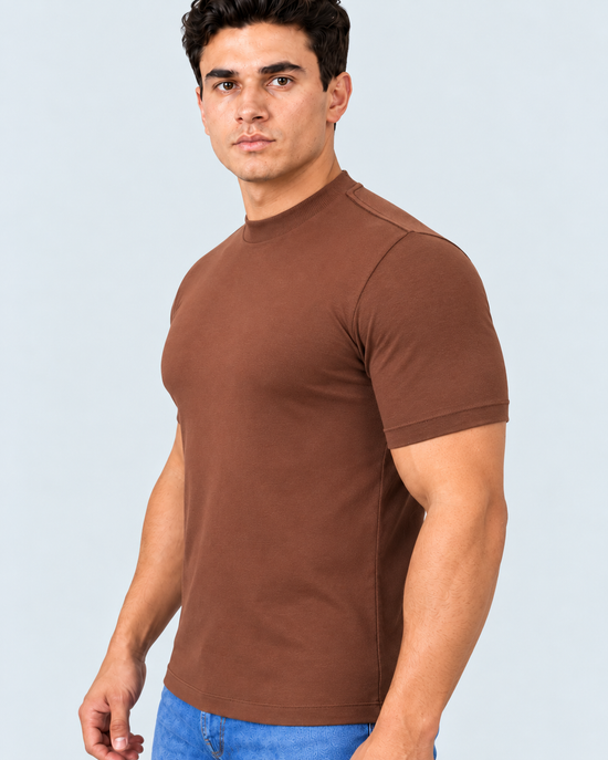 Camiseta gola alta marrom algodão egípcio itals - foto 2