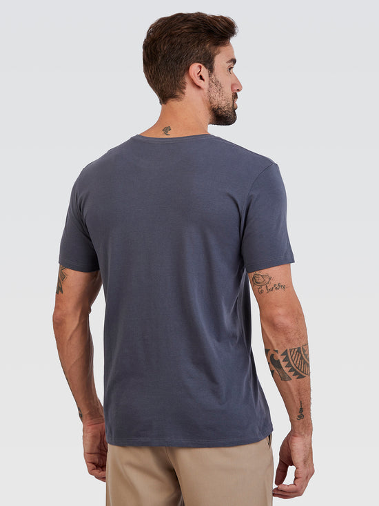 Camiseta Básica Chumbo Logo Neon Laranja