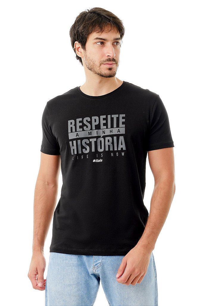 Tshirt itals Respeite Minha História 2 Preta