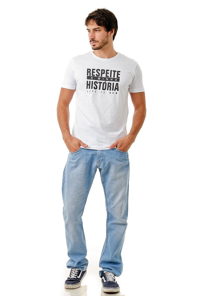 Tshirt itals Respeite Minha História 2 Branca