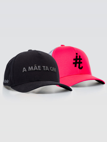 Kit Bonés 2x1 - Brasão Neon Pink + A Mãe ta On Preto