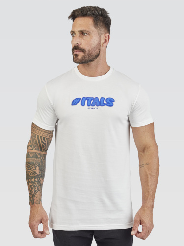 Camiseta Pima White Neon Blue