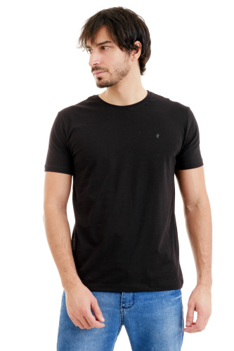 Camiseta Básica Preto Brasão Preto