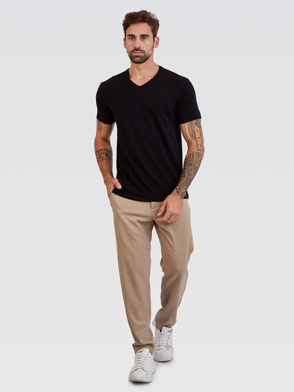 Camiseta Básica Gola V Preto
