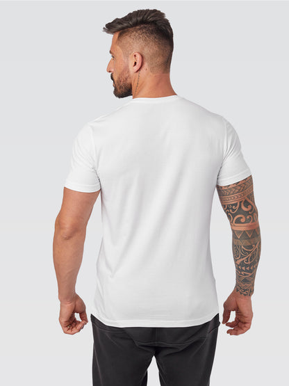 Camiseta Básica Branco Logo Cinza