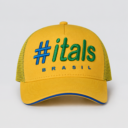 Boné Trucker #itals Vintage Brasil Amarelo