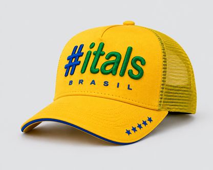 Boné Trucker #itals Vintage Brasil Amarelo