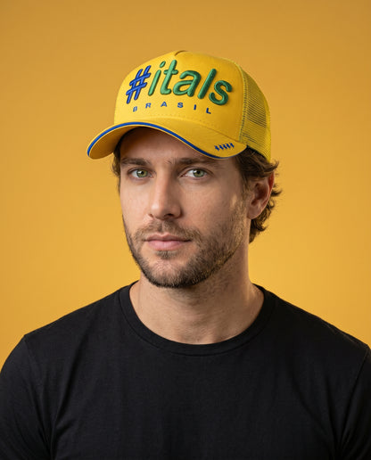 Boné Trucker #itals Vintage Brasil Amarelo