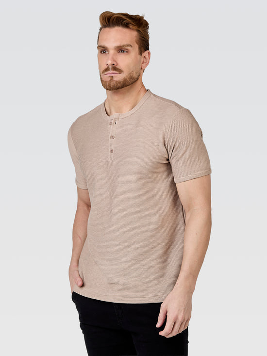 Camiseta Henley Textura Horizonte Capuccino