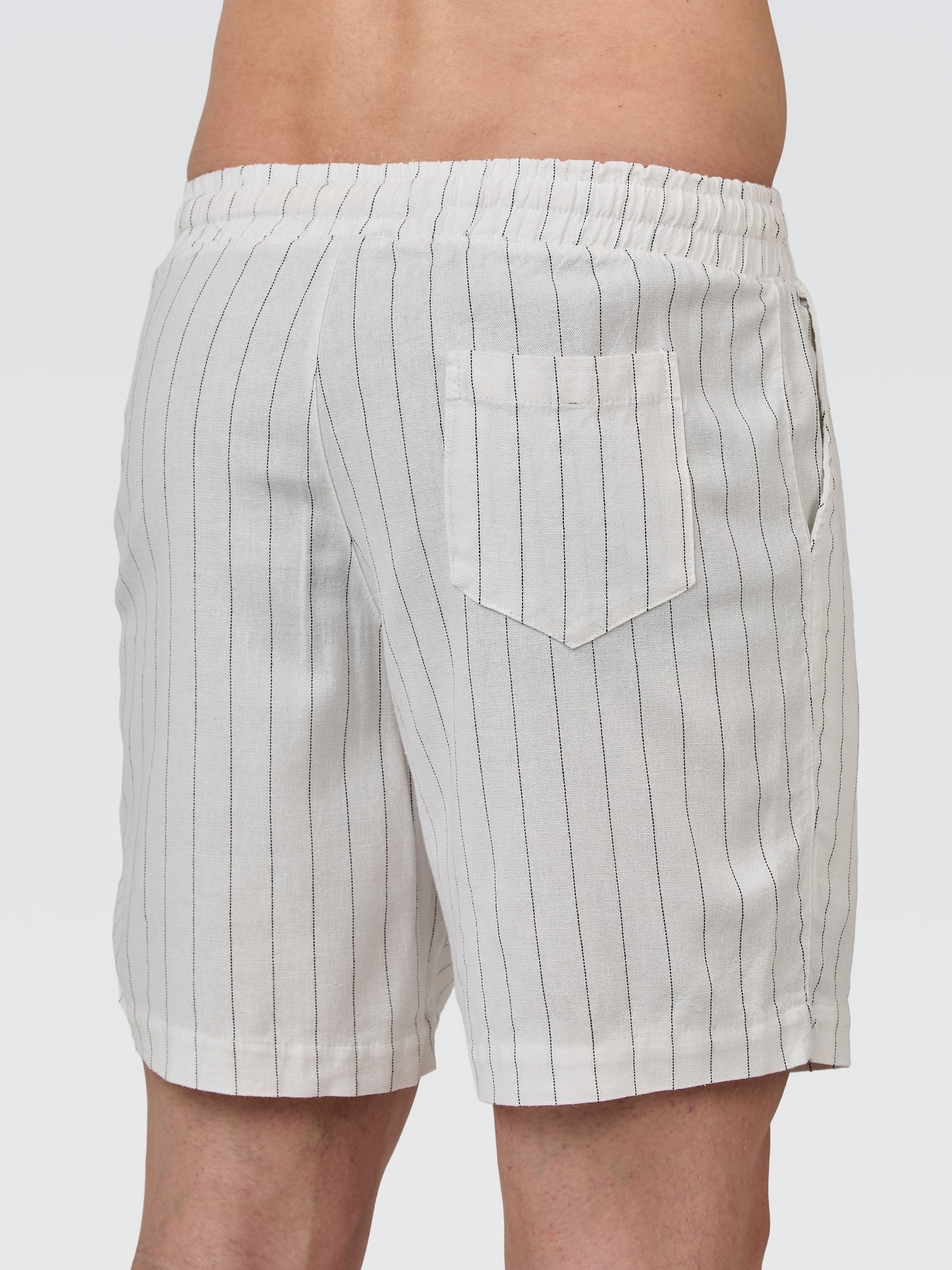 Short Linho Listra Off White