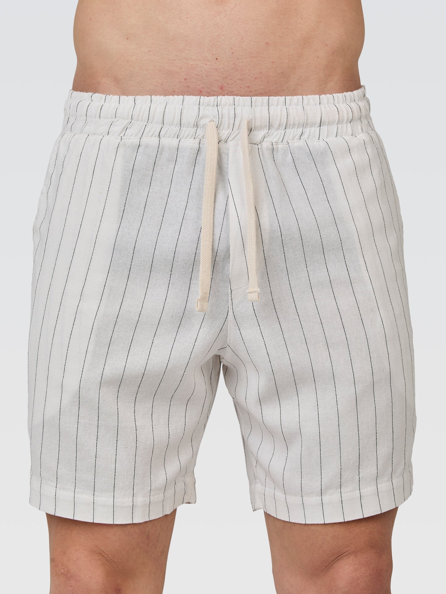 Short Linho Listra Off White