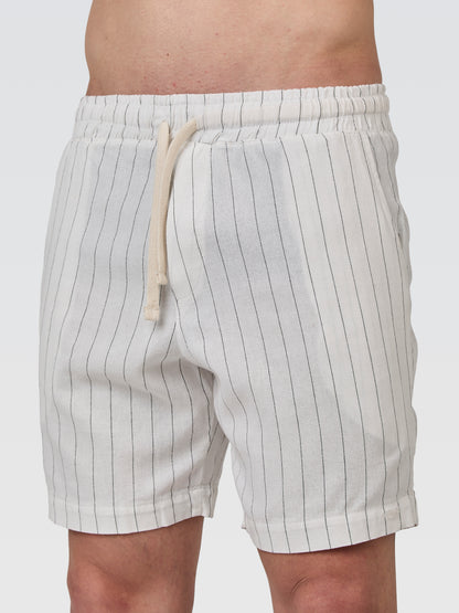 Short Linho Listra Off White