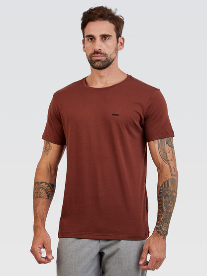 Camiseta Básica Marrom Logo Preto