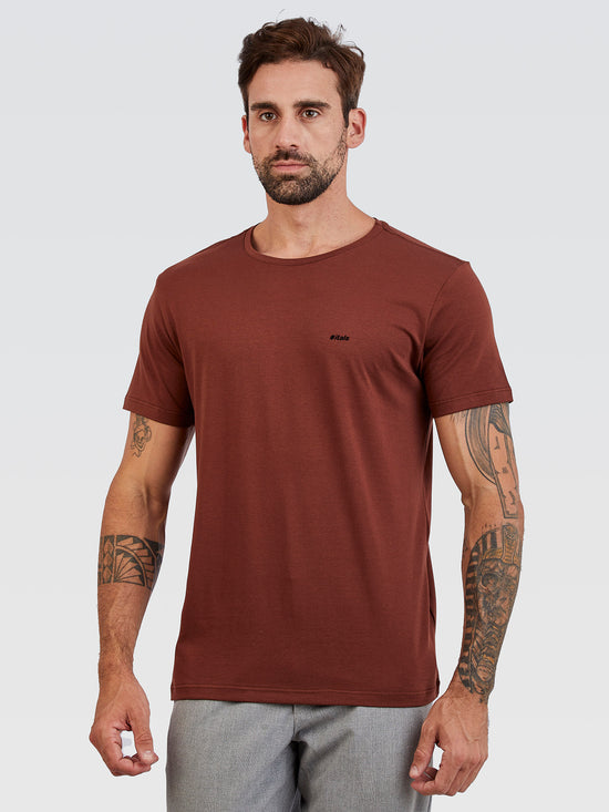 Camiseta Básica Marrom Logo Preto