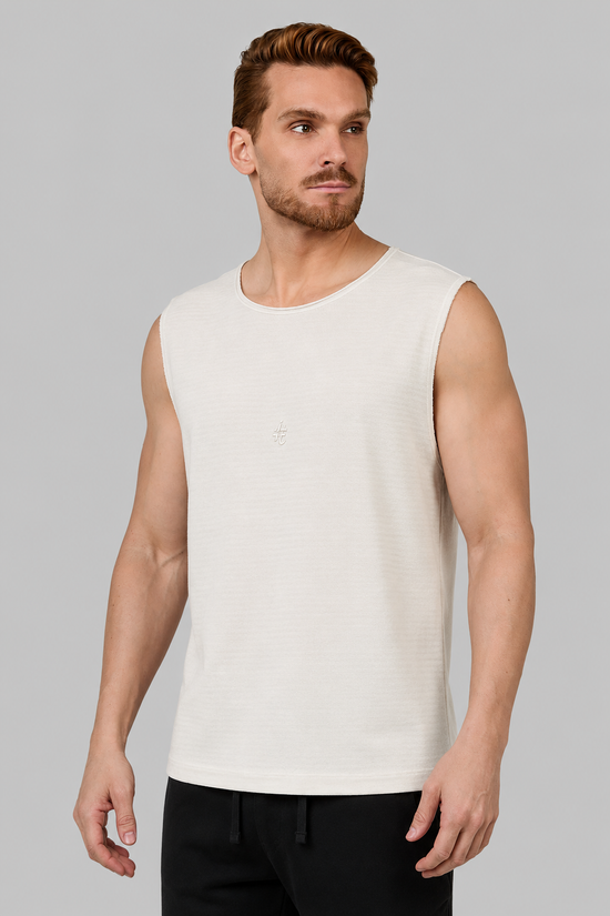 Regata Machão Textura Off-White Brasão