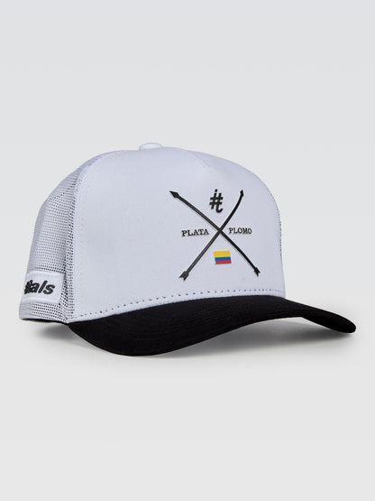 Boné Plata o Plomo X Branco Aba Preto