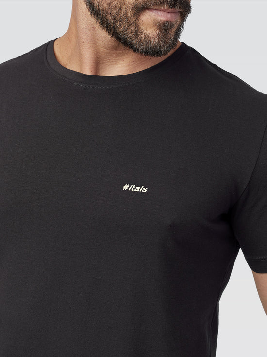 Camiseta Básica #itals Preto Logo Branco