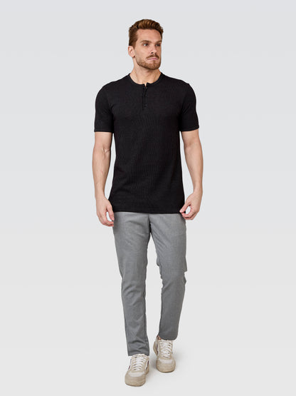 Camiseta Henley Textura Preto Mescla