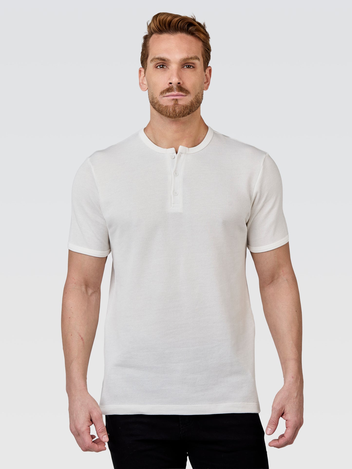 Camiseta Henley Textura Horizonte Branco