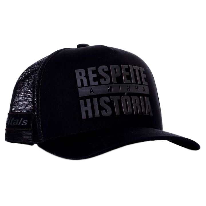 Boné itals Respeite Minha História Black Tinta Mágica Pink