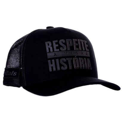 Boné itals Respeite Minha História Black Tinta Mágica Pink