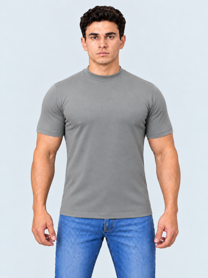 Camiseta gola alta cinza algodão egípcio itals - foto 1