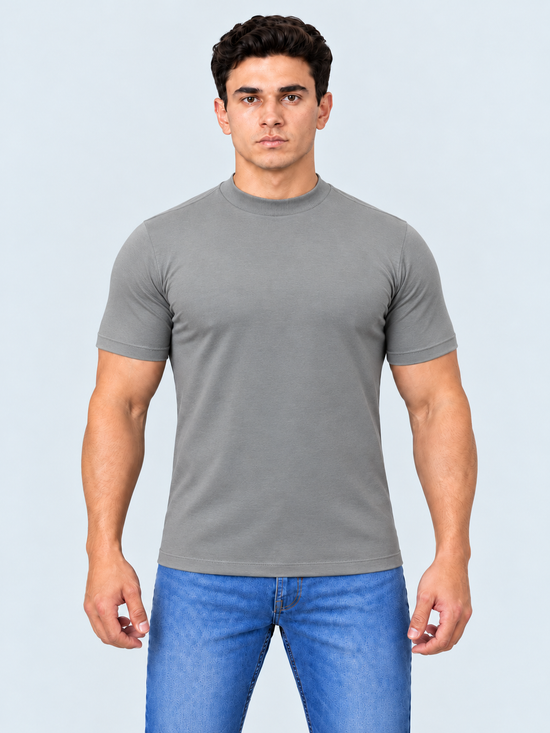 Camiseta gola alta cinza algodão egípcio itals - foto 1