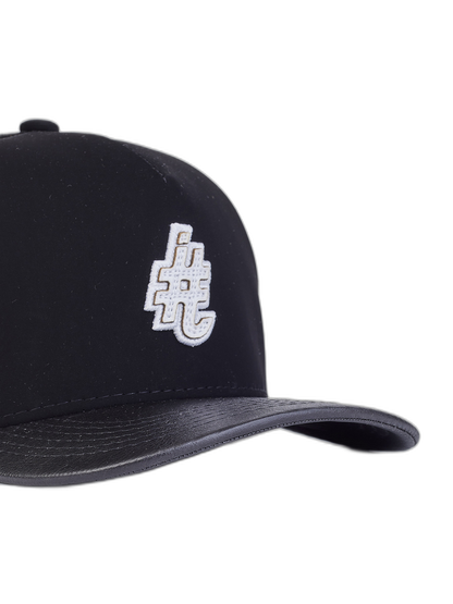 Boné Itals Preto Brasão Aba Couro
