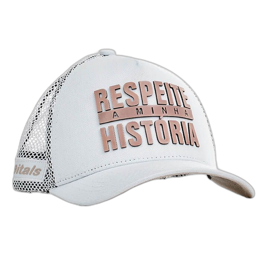 Boné itals Respeite Minha História Branco Tinta Mágica