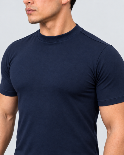 Camiseta gola alta azul marinho algodão egípcio itals - foto 2
