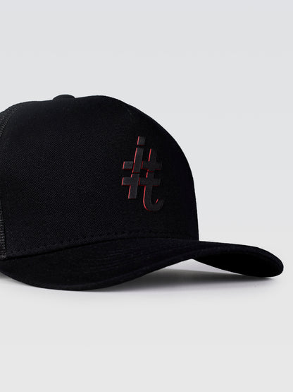 Boné Trucker #itals Preto — Brasão Mágico Vermelho