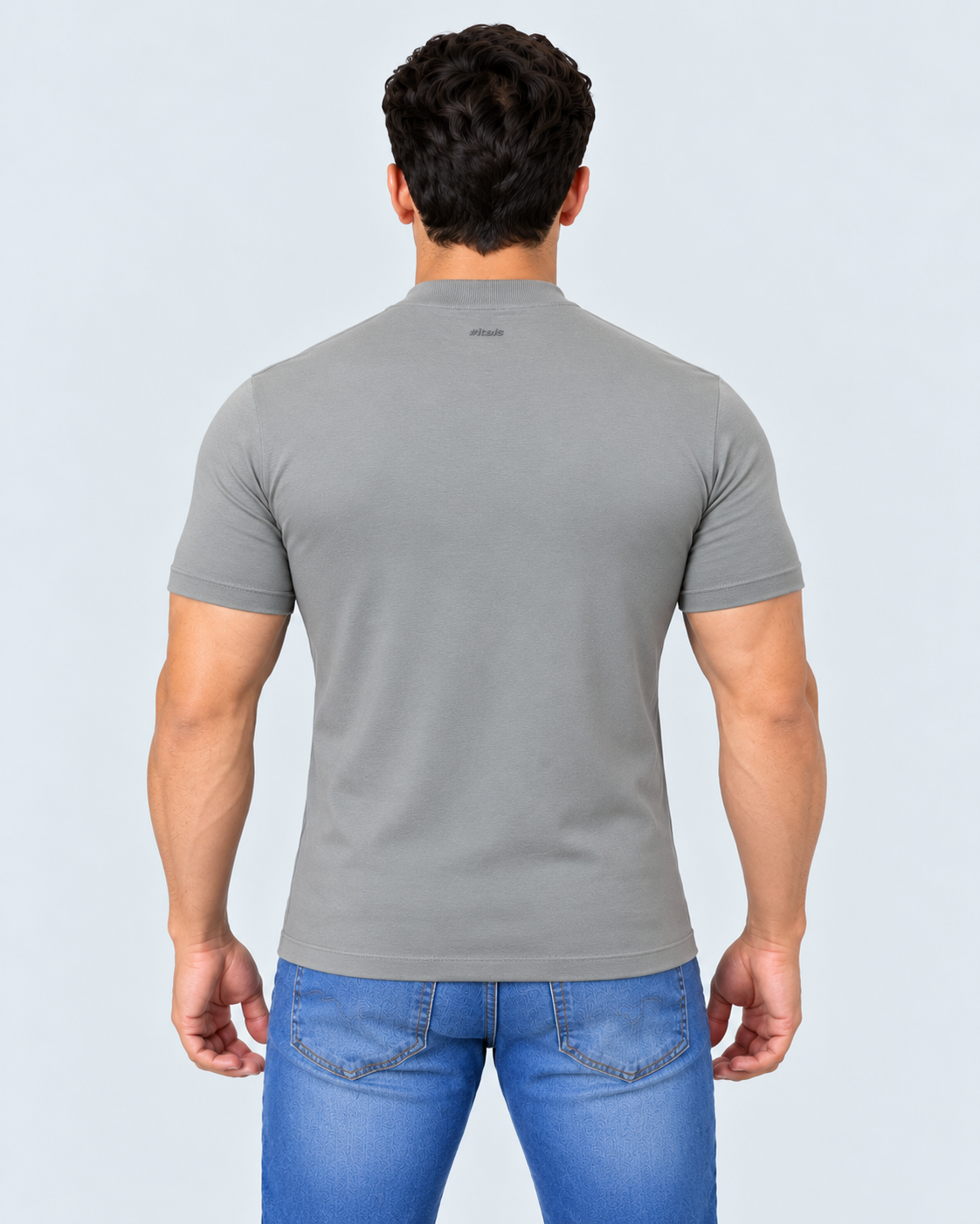 Camiseta gola alta cinza algodão egípcio itals - foto 3