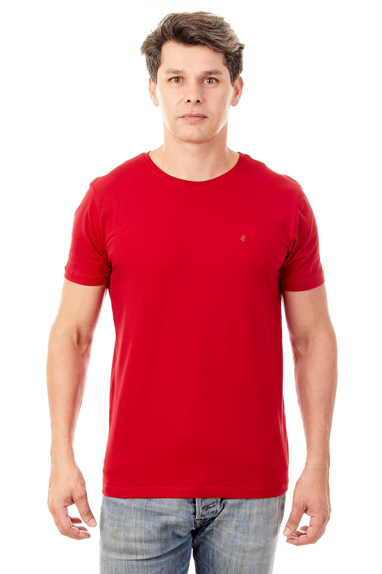 Camiseta Básica Vermelho Brasão Vermelho