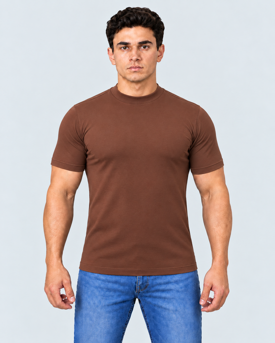 Camiseta gola alta marrom algodão egípcio itals - foto 1