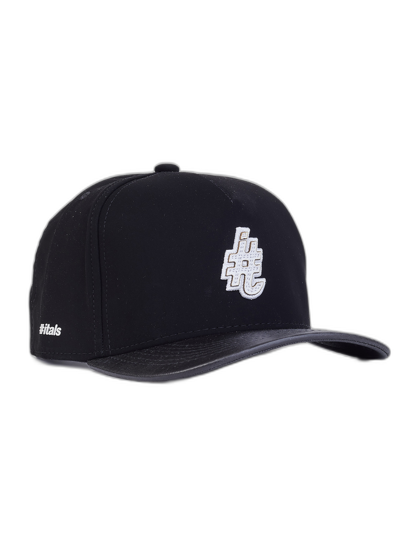 Boné Itals Preto Brasão Aba Couro