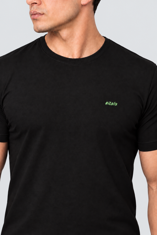 Camiseta Algodão Egípcio #itals Preta — Logo Verde