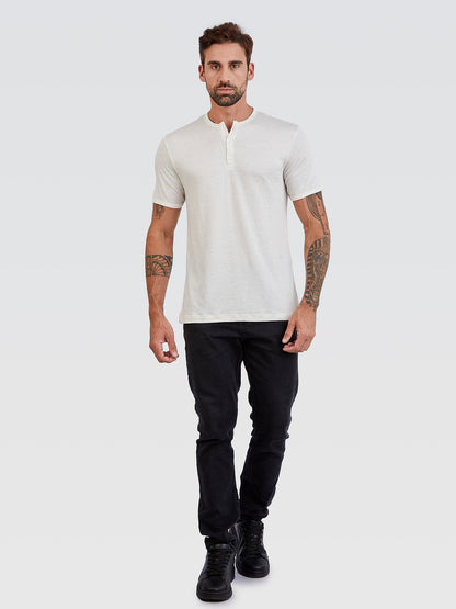 Camiseta Henley Horizonte Creme Mesclado