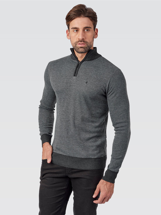 Suéter Meio Ziper Preto