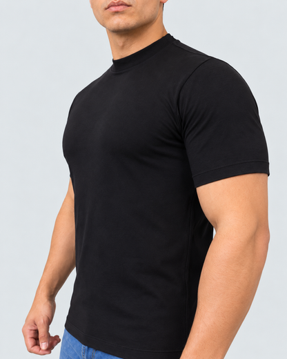 Camiseta gola alta preta algodão egípcio itals - foto 2