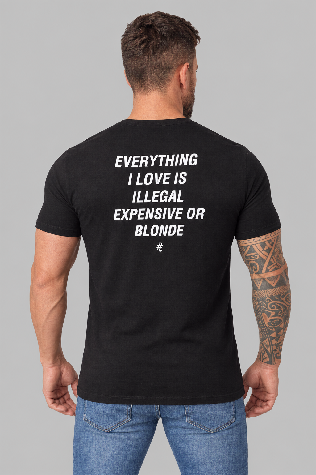 Camiseta Algodão Egípcio #itals Tudo o que eu amo Preta — Loira