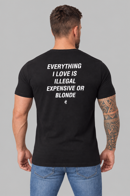 Camiseta Algodão Egípcio #itals Tudo o que eu amo Preta — Loira