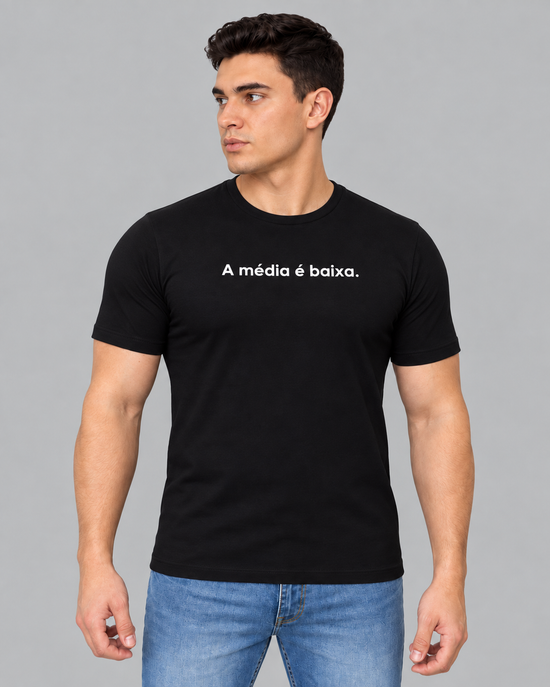 Camiseta Algodão Egípcio #itals Média Baixa Preta